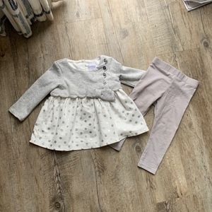 Tahari Baby Girls Silver and White Set